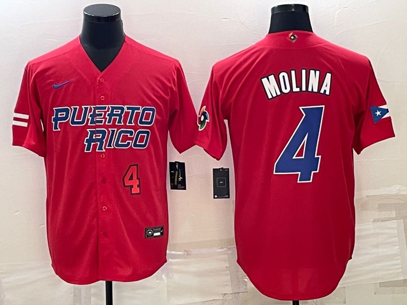Men 2023 World Cub #4 Molina Red Nike MLB Jersey2